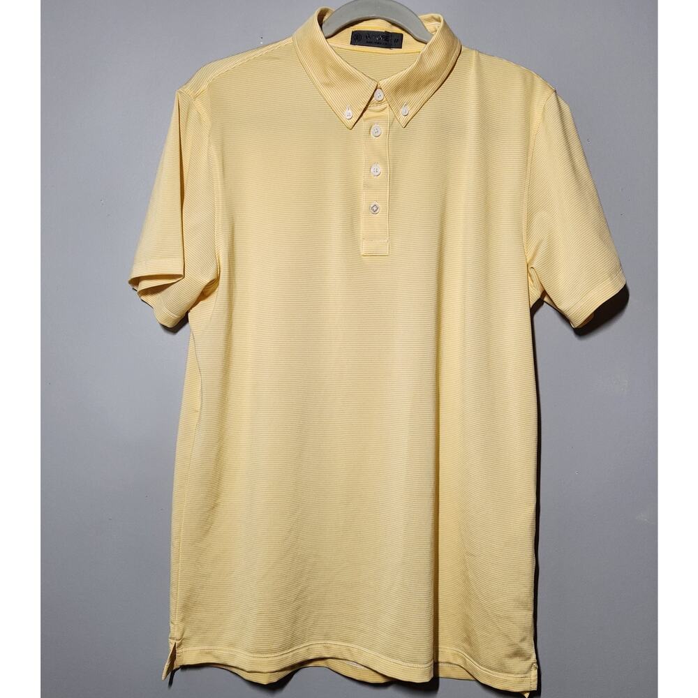 G/Fore Golf Shirt Mens Medium Orange & White Stripe Tech Jersey Polo